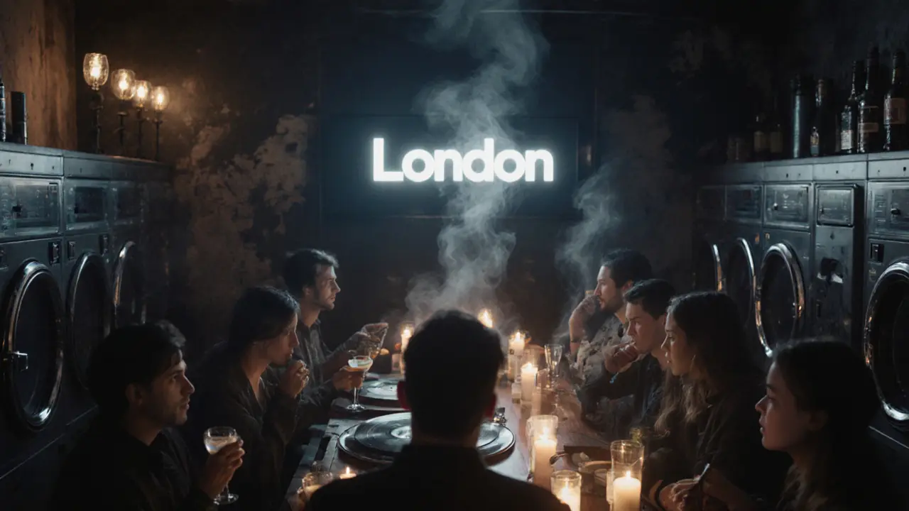 A hidden speakeasy with candlelight and vinyl records, accessible only by text message.