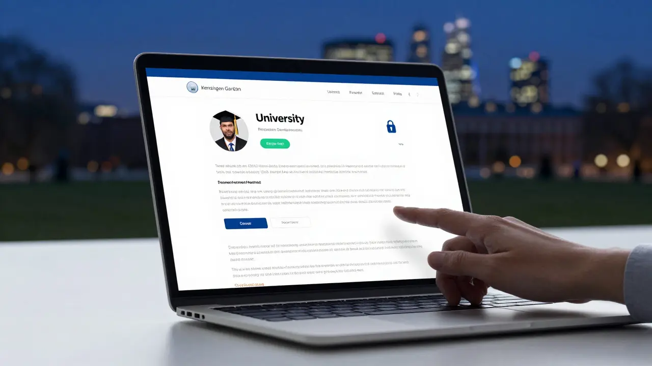 A secure digital booking portal displaying a professional escort's detailed bio and client reviews on a laptop.